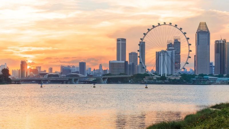 Singapore skyline at dusk